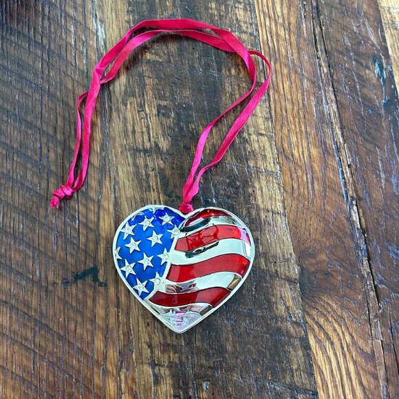 Vintage Lenox Heart of AAmerican Flag Heart Ornament - Picture 2 of 8